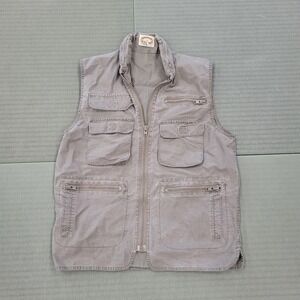 Vntg Banana Republic Green Hooded Vest Utility Hunting Safari Military Sz Medium